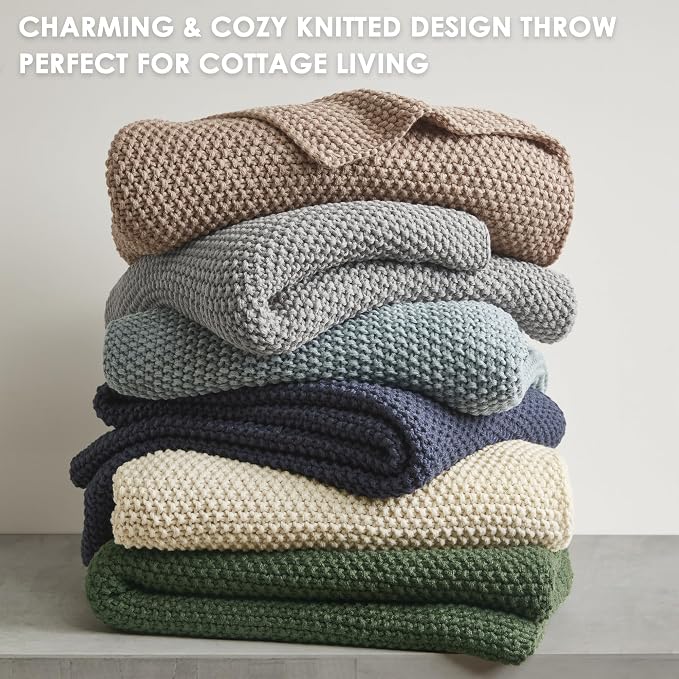 INK+IVY Bree Knit All Season Throw Blanket for Sofa, 50 x 60, Brown | Ultra Soft, Acrylic, Lightweight, OEKO-TEX Certified