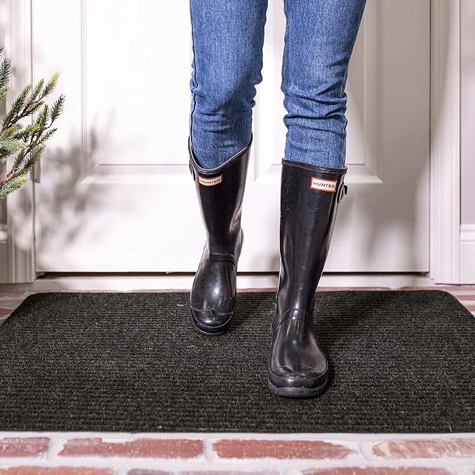 Mohawk Home Utility Floor Mat Solid Charcoal Grey (1'6" x 2'6") Perfect for Garage, Entryway, Porch, and Laundry Room