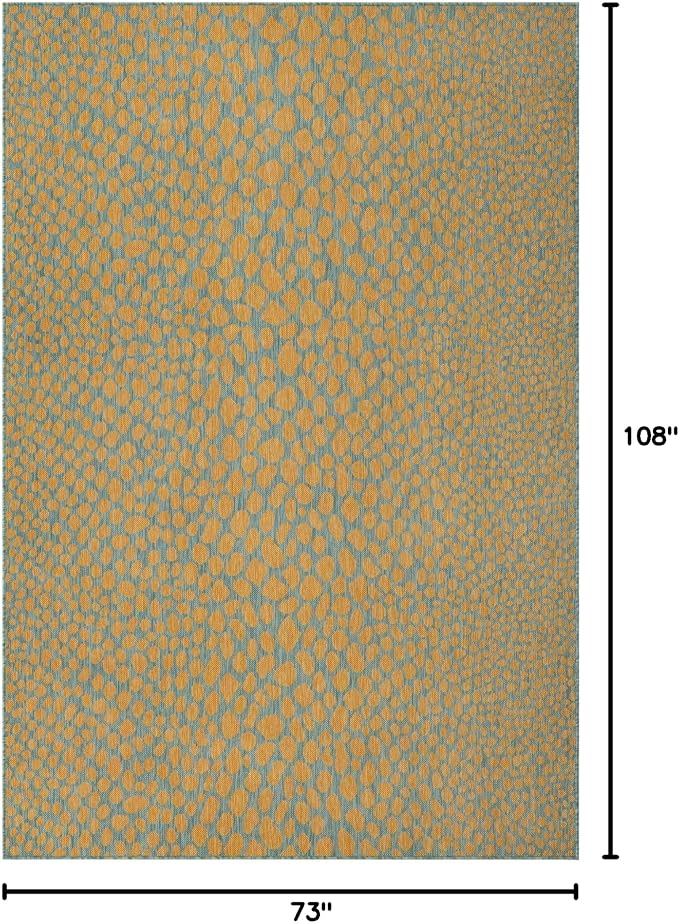Unique Loom Jill Zarin Jill Zarin Outdoor Collection Area Rug - Cape Town (6' 1" x 9' Rectangle, Yellow and Aqua/Light Blue)