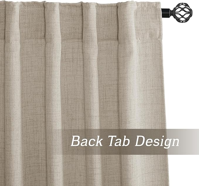 RYB HOME Natural Beige Linen Sheer Curtains 84 inches Long - Image 3