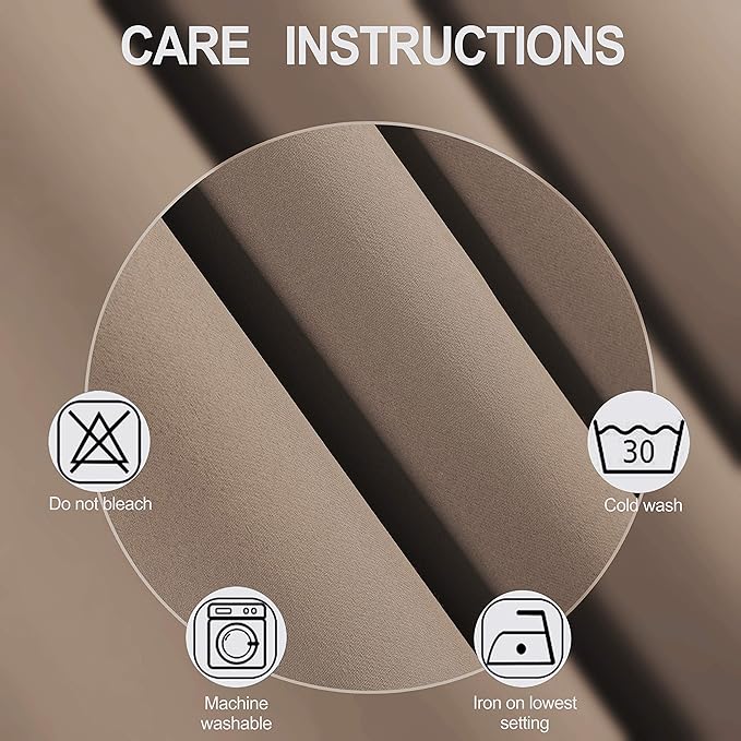 LEMOMO Cappuccino Thermal Blackout Curtains/42 x 95 Inch/Set of 2 Panels Room Darkening Curtains for Bedroom