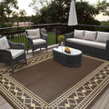 Large Outdoor Rug – Waterproof Reversible Plastic Straw Mat, Lightweight Patio Carpet, Modern Edgeed – 10x14ft, Peony Brown/Coffee – Specification