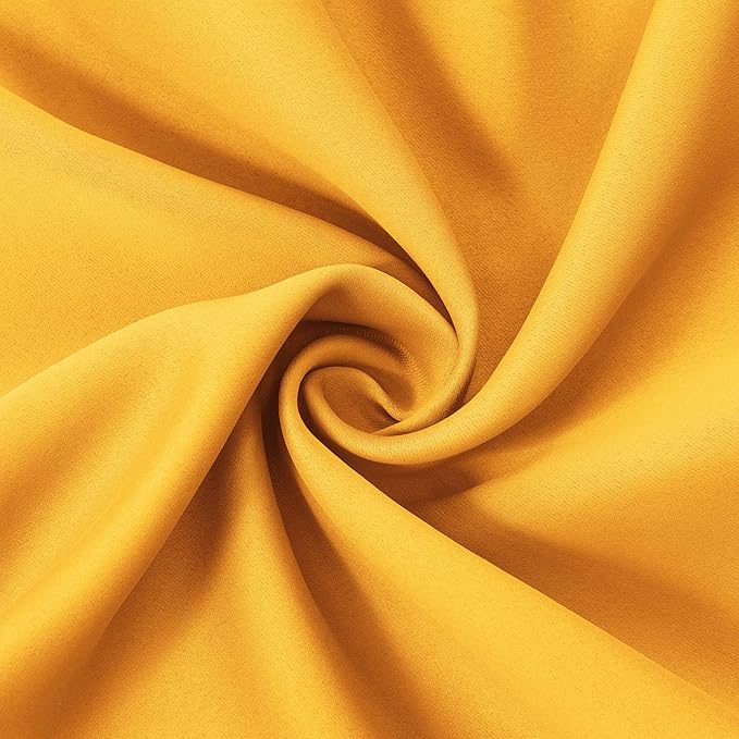 LEMOMO Yellow Blackout Curtains 34 x 84 Inches Long/Set of 2 Curtain Panels/Thermal Insulated Room Darkening Blackout Curtains for Bedroom