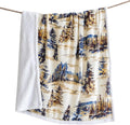 Indigo Hill by HiEnd Accents Acadia Sherpa Throw Blankets, Forest Pine Trees Nature Woodland Mountain Print Western Blanket for Camping Outdoor, Cabin Lodge Rustic Sherpa Fleece Blanket, 54x68 inch