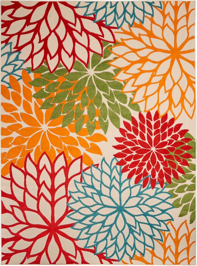 Nourison Home Aloha 7' x 10' Fabric Indoor/Outdoor Rug in Green/Multi-Color