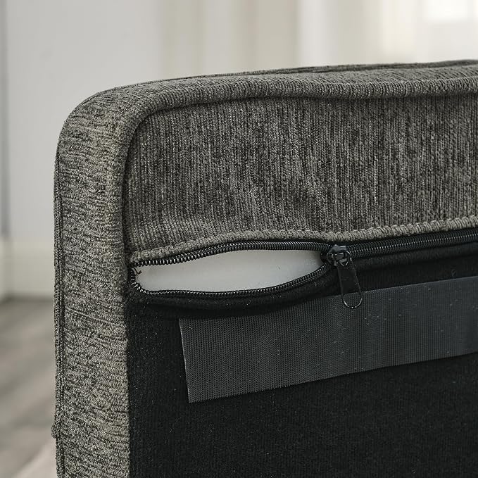 38.9" Upholstery Elevated Dog Sofa with Button‑Tufted Backrest & Rolled Armrests, Pet Couch Bed with Removable Soft Cushion, Comfy Modern Deep Seat Raised Dog Bed for Living Room, Bedroom,Dark Grey