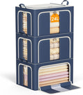 3 Openings Clothes Storage Bins with Metal Frame，24L (navy blue) | Oxford-Gewebe