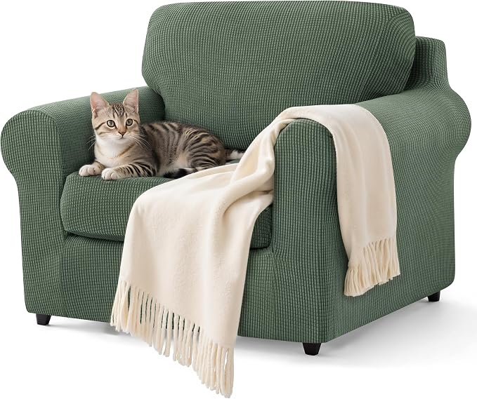 SUBRTEX 3 Pieces Stretch Sofa Slipcover Sets Couch Cover Sets Backrest Cushion Covers Furniture Protector Collection Set for Oversize Sofa Loveseat Chair Slip Covers(Small, Olive Drab)