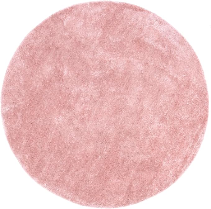 nuLOOM Loni Pink Solid Washable Area Rug, 4' Round