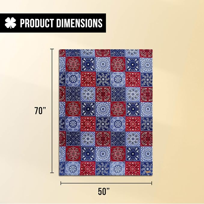 Lucky Brand 50" x 70" Plush Throw Blanket, Bandanny Blue/Red | Blanket for Sofa or Bed