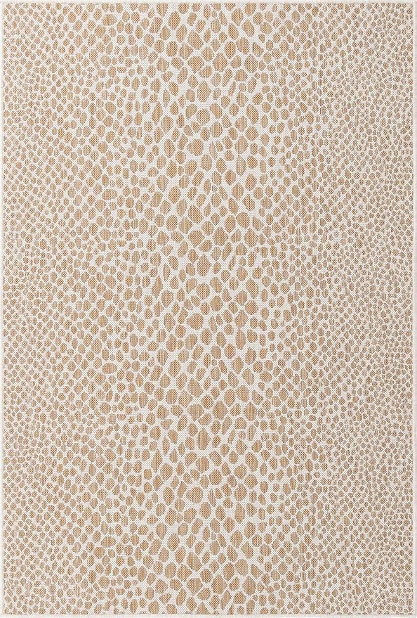 Unique Loom Outdoor Collection Area Rug - Cape Town (4' 1' x 6' 1' Rectangle, Dark Beige/ Ivory)