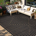 Lahome 8x10 Indoor Outdoor Rug, Black Easy Jute Farmhouse Geometric Rug | Rhombus Non Slip Non Shedding Indoor Outdoor Carpet for Living Room Deck Dining Classroom Decor