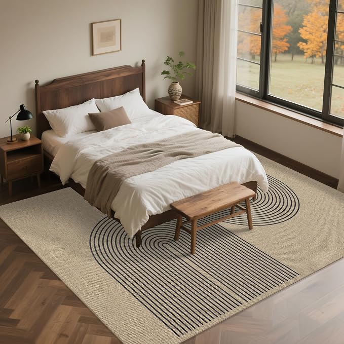 Easy Jute Rug for Pet Homes: 8x10 Outdoor Rug - Black Stripes | Washable Design Cuts Your Cleaning Time by 75% and Maintain Shape and Texture after 50 Washes