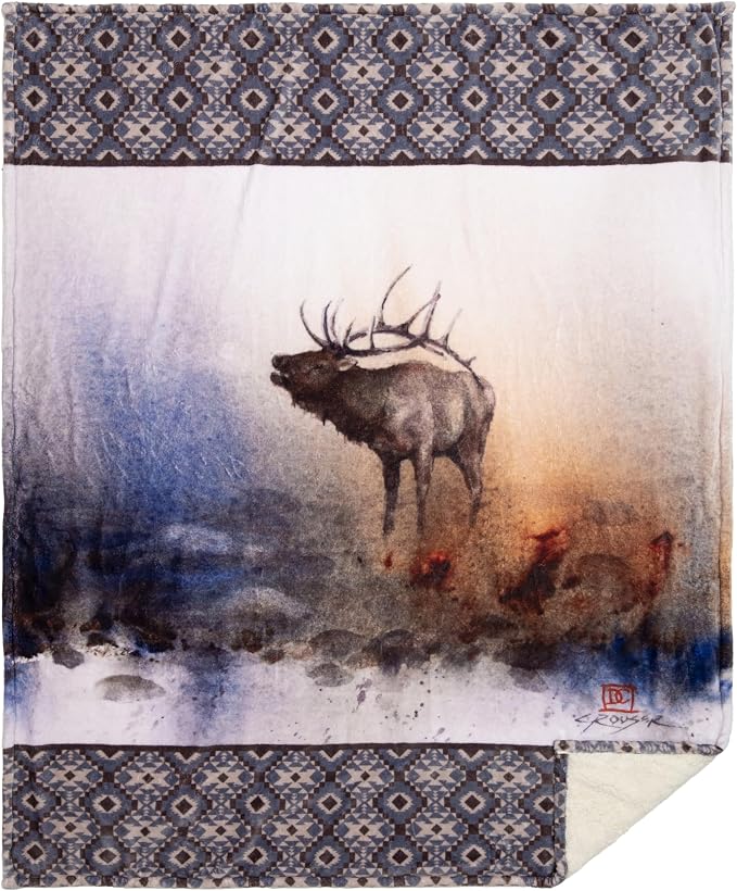 Carstens, Inc. Dean Crouser Plush Sherpa Fleece Oversized Throw Blanket 54" x 68", Morning Call