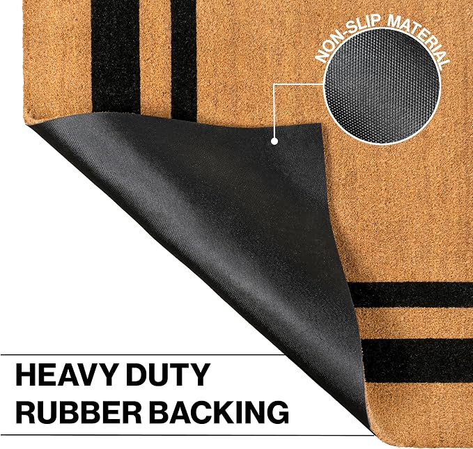 JONATHAN Y Double Border Indoor Outdoor Doormat 4X6 Natural/Black, Blaire Modern Classic for Living Room, Bedroom, Kitchen, Office, Easy-Cleaning, High Traffic, Pet-Friendly, Non-Shedding NRF107A-4