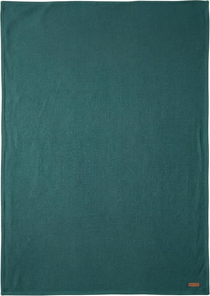 Lucky Brand Solid Plush Throw Blanket, 50"x70", Dark Green | Soft, Cozy, Timeless Comfort