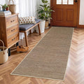 GarveeHome 2x6 Runner Rug for Hallway Modern Solid Washable Kitchen Rugs | Non Slip Stain Resistant Braided Living Room Throw Carpet Low Pile Easy Jute Rugs for Bedroom Kitchen, Brown