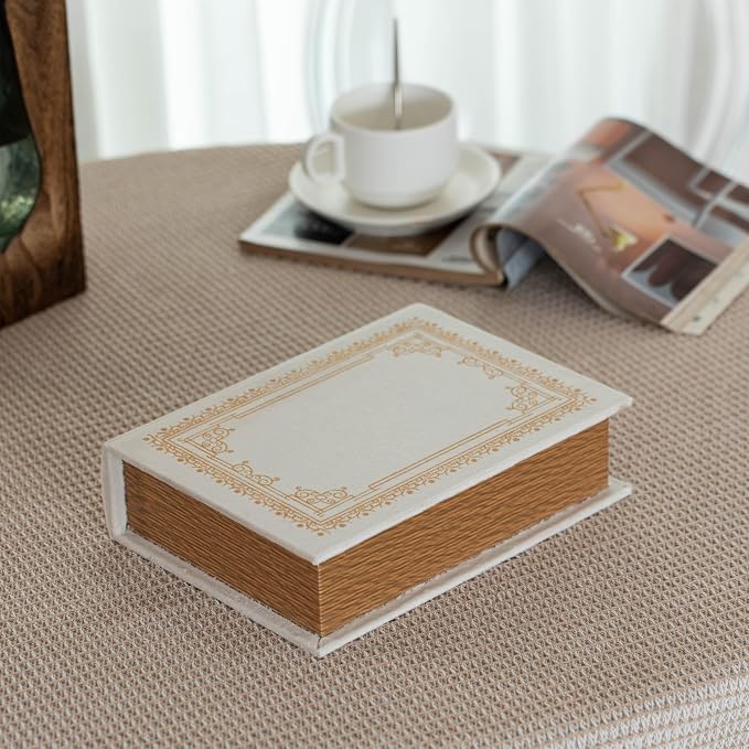 Decorative Vintage Book Shaped Trinket Storage Box - Paper White