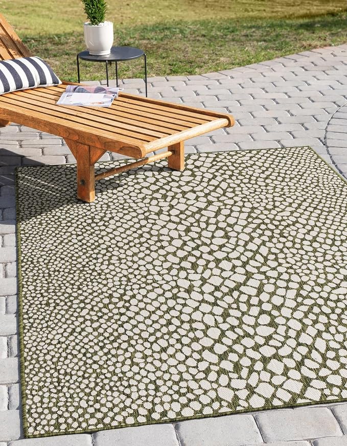 Unique Loom Jill Zarin Outdoor Collection Area Rug - Cape Town (10' 8'' Square, Green/ Ivory)