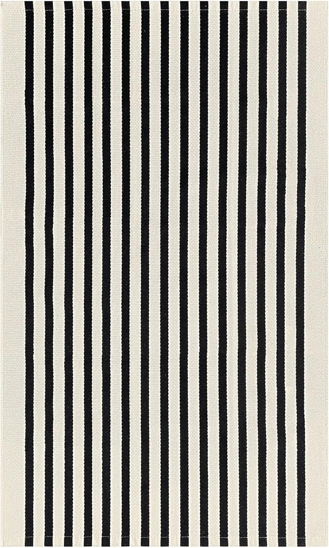 IOHOUZE Black Beige Striped Rug -3'x5' Front Door Rugs Outdoor, Washable Area Rug for Front Porch, Spring Summer Welcome Mats Outdoor Indoor, Doormat for Entryway Porch Entrance