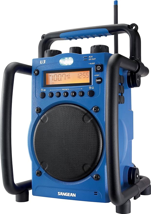 Sangean U3 AM/FM Ultra Rugged and Water Resistant Digital Tuning Radio Blue/black