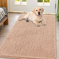 Smiry Dog Door Mat for Muddy Paws 47x32, Absorbent Dirt Trapper, Non-Slip Washable Chenille Entryway Rug for Inside Floor, Peach, Classic Solid