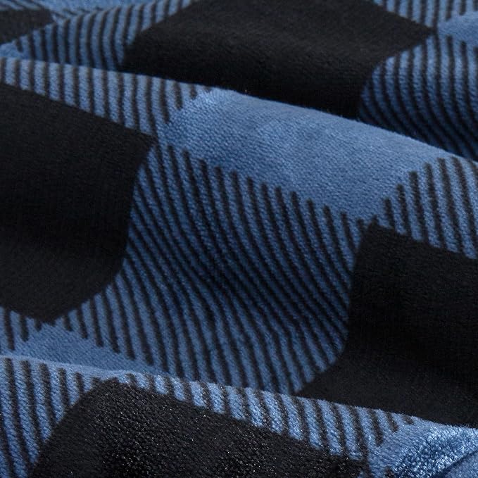 Elegant Comfort Ultra Soft Reversible Buffalo Plaid Flannel Sherpa Blanket - Cozy Silky Checkered Fleece Throw for Couch, Bed - Plush Fuzzy Warm Winter Blanket for Gift, Twin XL, Blue