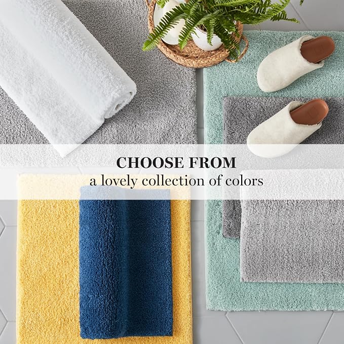 MARTHA STEWART Drylon Microfiber Bath Rug - 1 Piece, Ultra Soft Plush, Non-Slip, Thick, Washable Bathroom Rugs, Home Decor Accessories, Household Essentials, Small Bath Mat, 17" x 24", Yellow