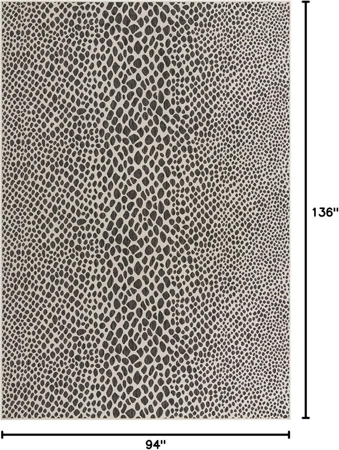 Unique Loom Outdoor Collection Area Rug - Cape Town (7' 10" x 11' 4" Rectangle, Black/ Ivory)