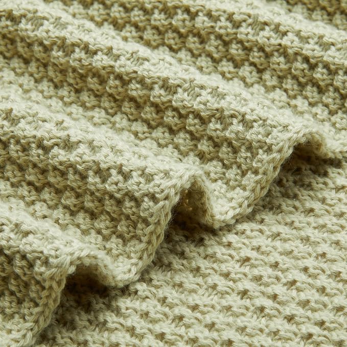 Amazon Basics Chunky Cable Knit Throw Blanket for Couch, Sofa, Bed, Lightweight Soft Cozy, 50" x 60", Sage Green