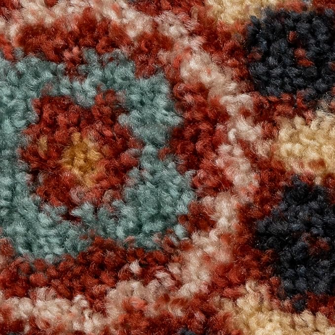 Maples Rugs Reggie Floral Kitchen Rug - Made in USA - Washable, Non Slip Indoor Carpet for Entryway, Foyer, Kitchen, and Bathroom, 1'8 x 2'10, Merlot