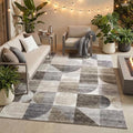 ReaLife Rugs Machine Washable Indoor Outdoor - Mat Rug Foldable Printed Thin Lightweight Cushioned Fade Resistant Patio Deck Dock Porch Pool Balcony Camping - Naya - Beige Brown Gray 5' x 7'