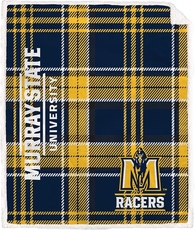 NCAA Murray State Racers Playmaker Plaid Ultra Cozy Sherpa Throw