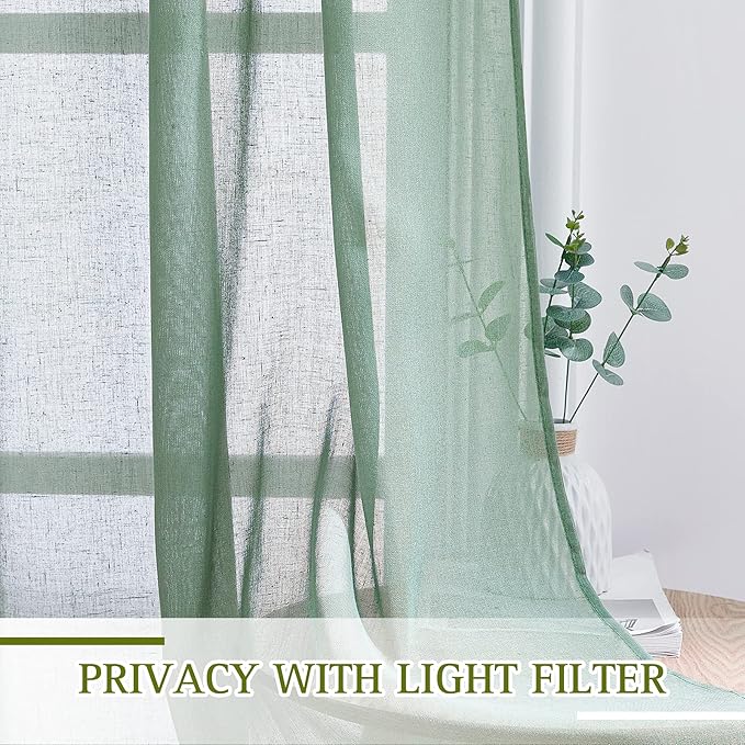 NICETOWN Linen Curtains Flax Sheer Texture - Image 5