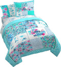 Disney Lilo and Stitch Queen Comforter Set 7 Piece Cartoon Bedding, Multi | Floral Bed in a Bag, Comforter Sheets Shams Pillowcases, Official Product, Soft Microfiber, Machine Washable, Girls Gift