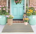 Black and Beige Layered Doormat,2x3 ft Striped Small Outdoor Porch Rug Cotton Woven Washable Farmhouse Layered Door Mats for Entryway/Porch Decor/Kitchen/Home Entrance