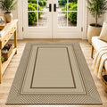 Capslpad Faux Jute 3x5 Area Rug, Geometry Line Patio Rug, Washable Front Porch Rug, Farmhouse Non-Slip Entryway Rugs for Indoor Outdoor, Brown