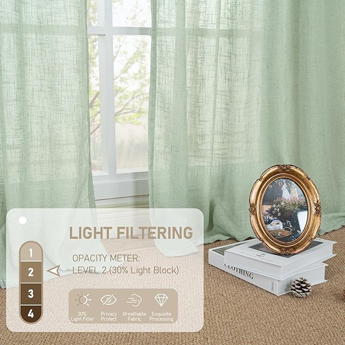LAMIT Linen Curtains 90 Inch Length - Image 5