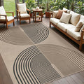 Rugalia Easy Jute 5x7 Outdoor Patio Rug, Washable Modern Boho Rugs for Living Room, Non-Slip Farmhouse Rainbow Outdoor Mat Neutral Abstract Floor Carpet for Patio Dining Room Backyard