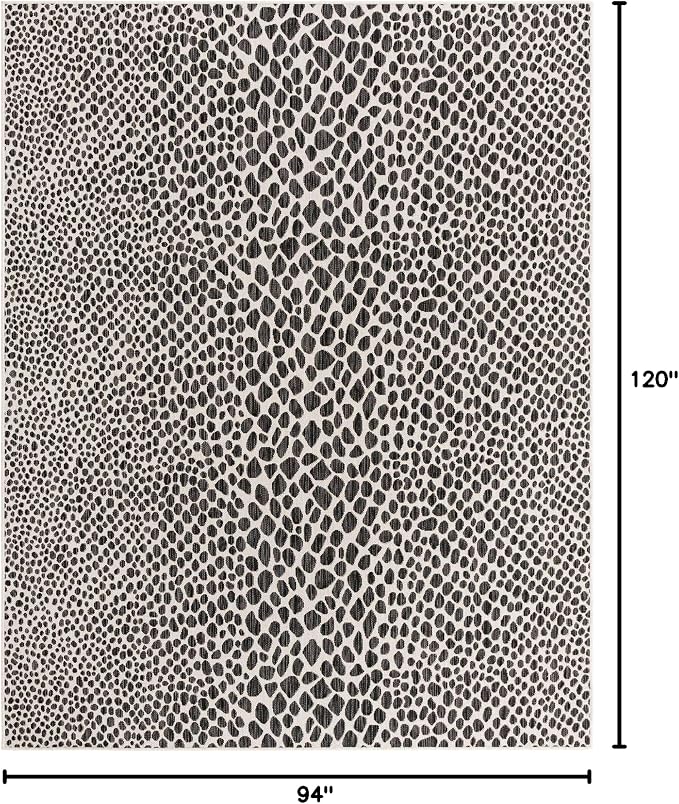 Unique Loom Outdoor Collection Area Rug - Cape Town (7' 10' x 10' Rectangle, Black/ Ivory)