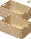 2 Pack Storage Baskets for Organizing, Large Woven Storage Basket, Brown | 17"Lx13"Wx7.5"H, Cotton Rope Basket, Toy Storage, Cube Shelf, Closet Shelf Organizer, Clothes Storage, Home Decor