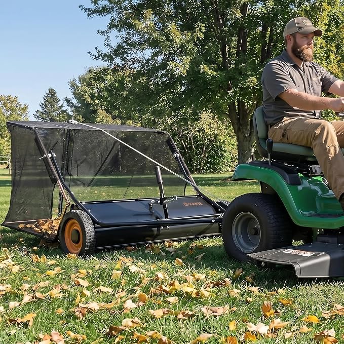 Garvee 50" Tow Behind Lawn Sweeper, Leaf & Grass Collector, for Mower, ATV