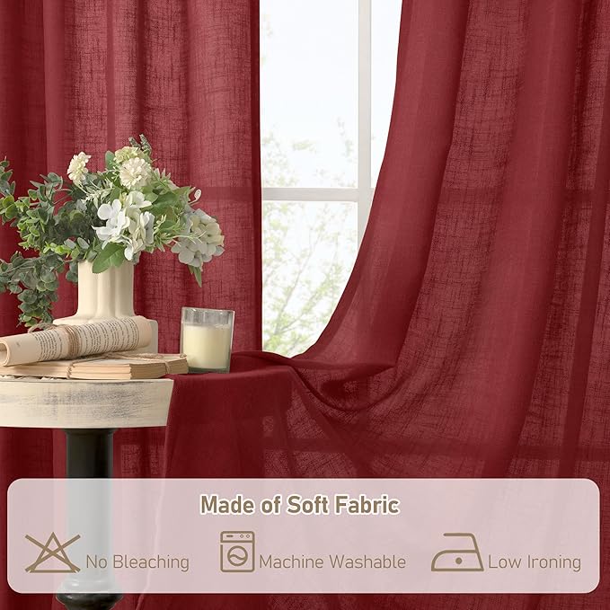 LAMIT Sheer Linen Curtains 63 Inch Length - Image 9