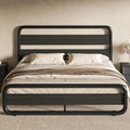 SHA CERLIN Full Size Metal Bed Frame with Wooden Headboard and Footboard, Heavy Duty Oval-Shaped Platform Bed Frame with 10" Under-Bed Storage, Noise Free, No Box Spring Needed, Black