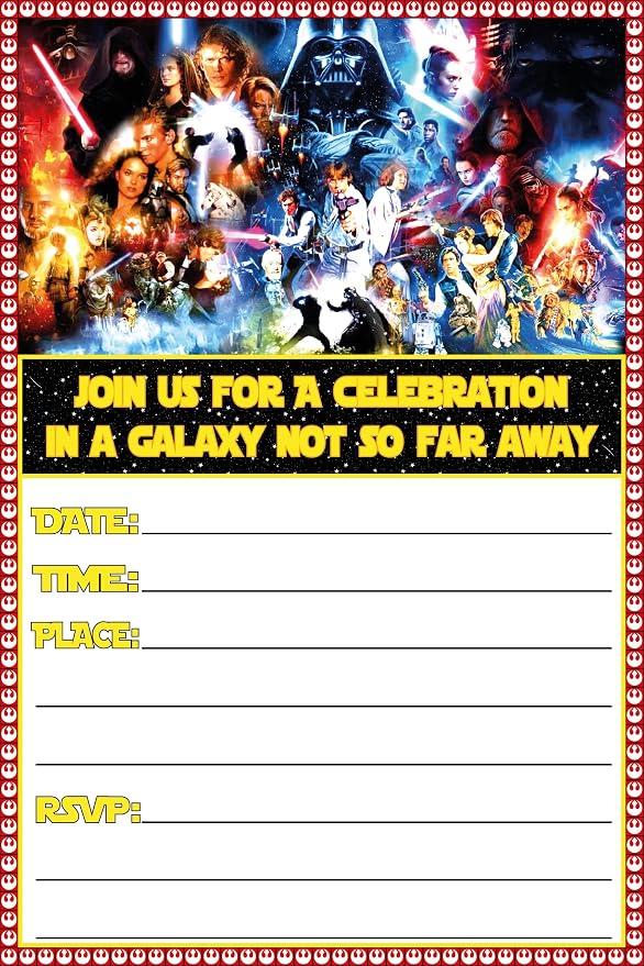 Set of 30 Galactic Adventure-Themed Happy Birthday Invitation Cards & Envelopes – Lightweight (230g), Postcard Style Invites for the Perfect Party Pack