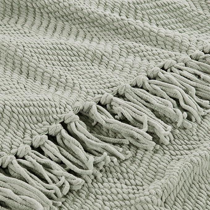 Home Soft Things Silver Throw Blanket Knitted Tweed Throw 50'' x 60'', Silver, Super Soft Cozy Warm Comfortable Breathable Throw for Living Room Chair Couch Bed Sofa Bedroom Home Décor