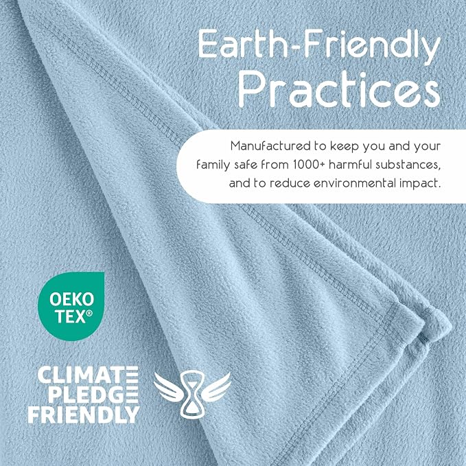 Vellux Twin Size Microfleece Supersoft Lightweight Throw Blanket | All-Season Comfort | Plush Pet-Friendly Blue
