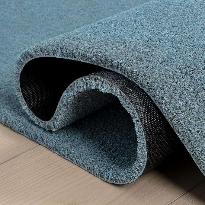 JONATHAN Y Peater Classic Casual Commercial Natural Coir Coastal Blue 6 ft. x 9 ft. Doormat for Entrance, Front Door, Entryway CHG100D-6