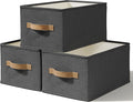 3-Pack Closet Storage Bins, Foldable Fabric Storage Baskets, Black | Thickened Rigid PP Panels, Cotton-linen Shelf Baskets, Measure 16.25"L x 12"W x 10"H for Clothes, Closets and Drawers