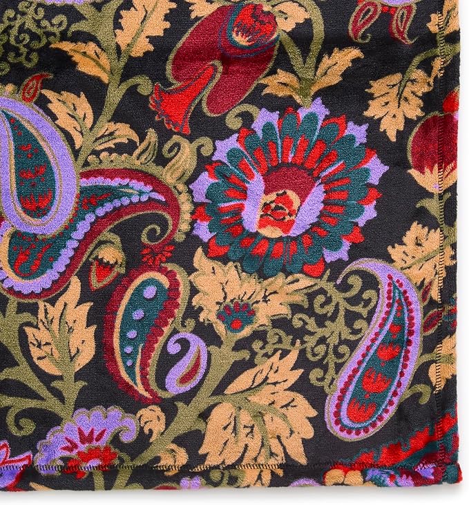 Vera Bradley Women's Fleece Oversized Throw Blanket, Midnight Garden Paisley